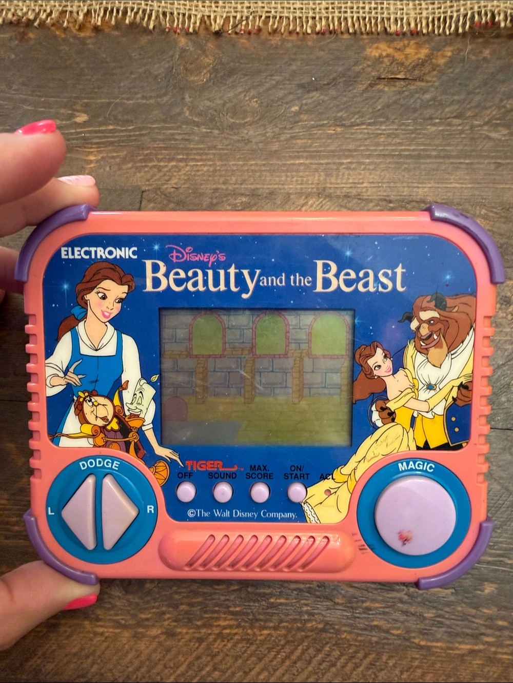 vintage Disney's Beauty and the Beast Handheld LCD Electronic Game working 1990